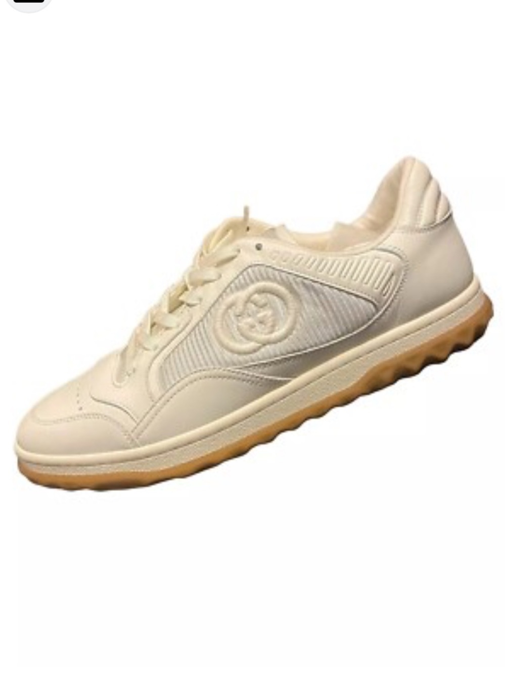 Gucci Embroidered Logo Off White Leather Sneakers Women’s Size 6